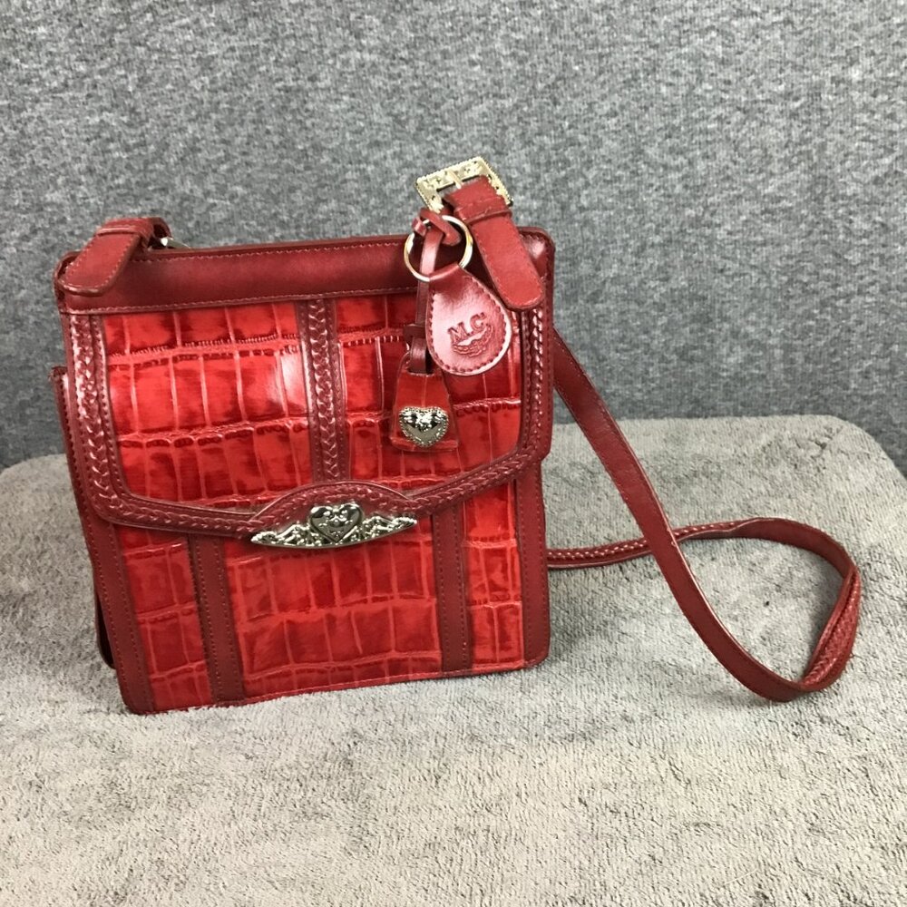 MC Marc Chantal Faux Croc Vegan Satchel Bag with Silver Ornaments‎ EUC